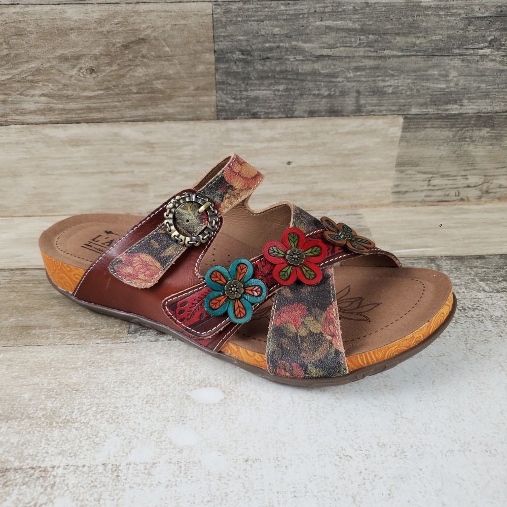 Spring Step L' Artiste Carlana Womens Slide Sandal Sz 9.5 - 10 Brown Leather